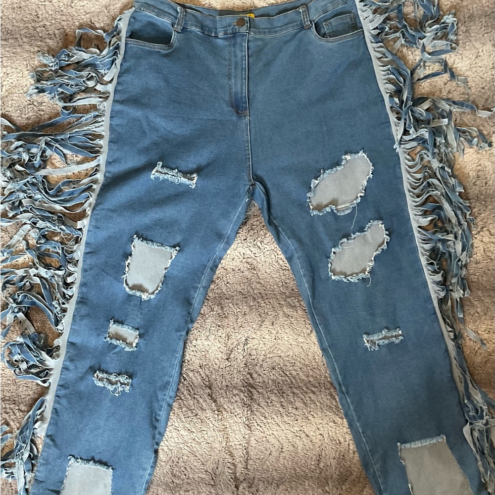 Daisy Blue Fringe Straight Leg Jeans
